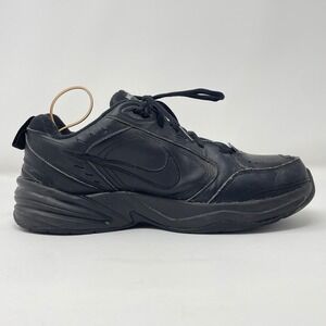 Nike Air Monarch IV Mens Training Shoes Triple Black Leather 415445-001 Size 10